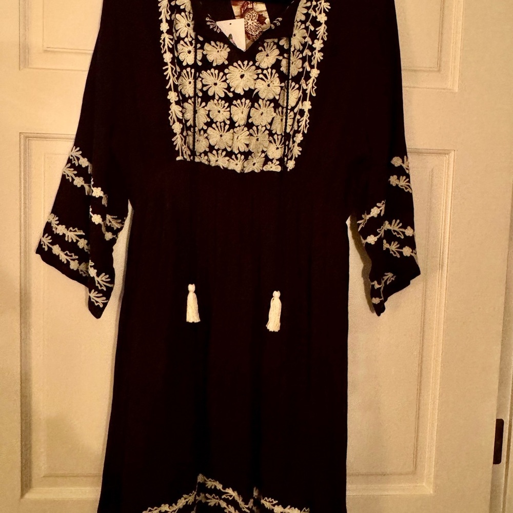 Embroidered Black and White Womens Tunic